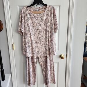 Flora Nikrooz Animal Print Pajama Set XXL | Wide Leg Pants Drawstring